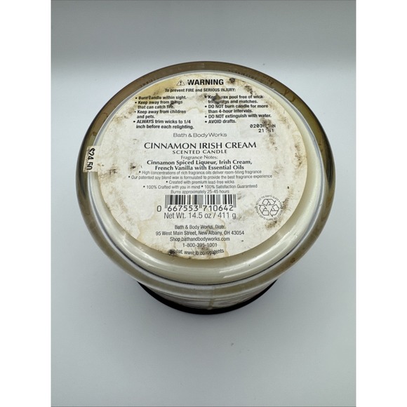 NEW BATH & BODY WORKS 3 WICK LARGE CANDLE (CINNAMON IRISH CREAM) - Picture 3 of 3